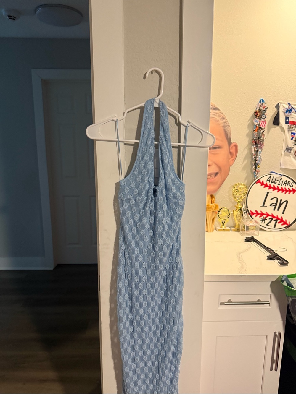 T.J.Maxx Light Blue One-Shoulder Lace Midi Dress
